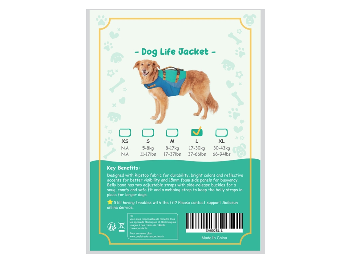 Chaleco Salvavidas Ajustable Para Perros De Tejido Resistente 800d Con Flotabilidad Segura.