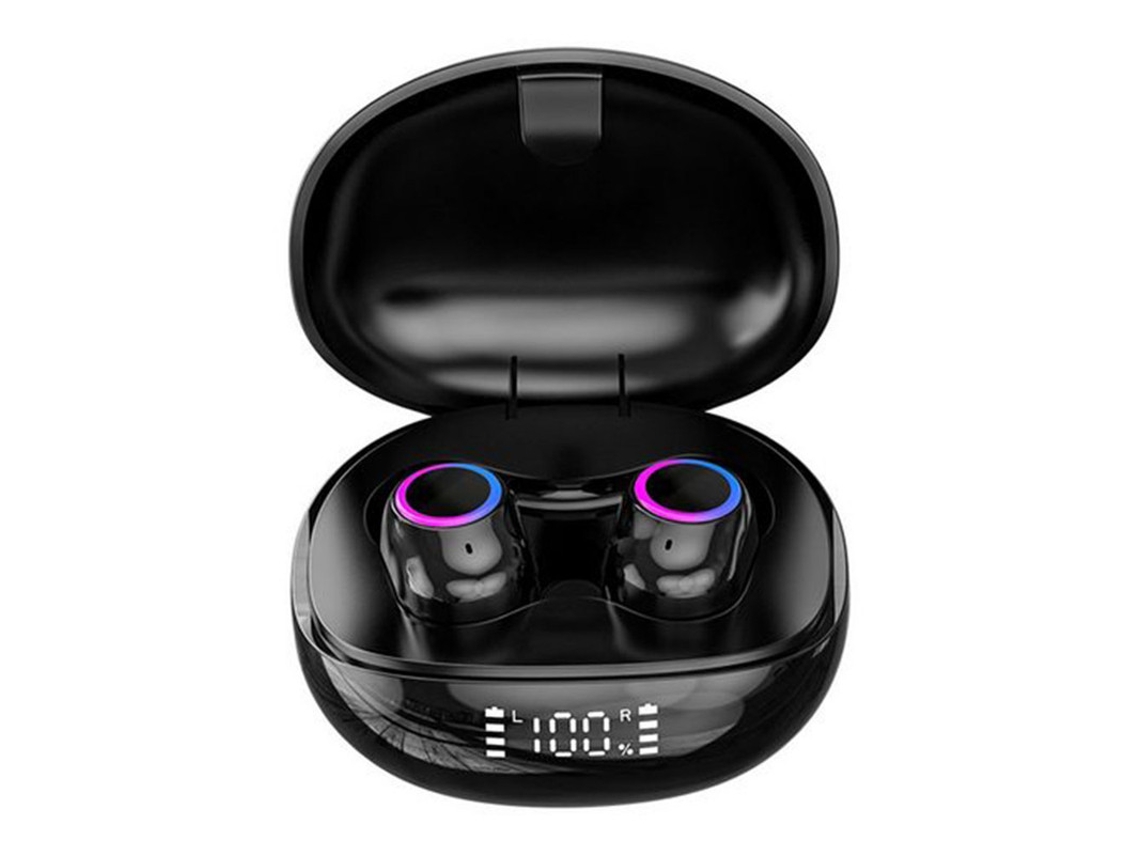 Auriculares intrauditivos Bluetooth LED negros resistentes al agua