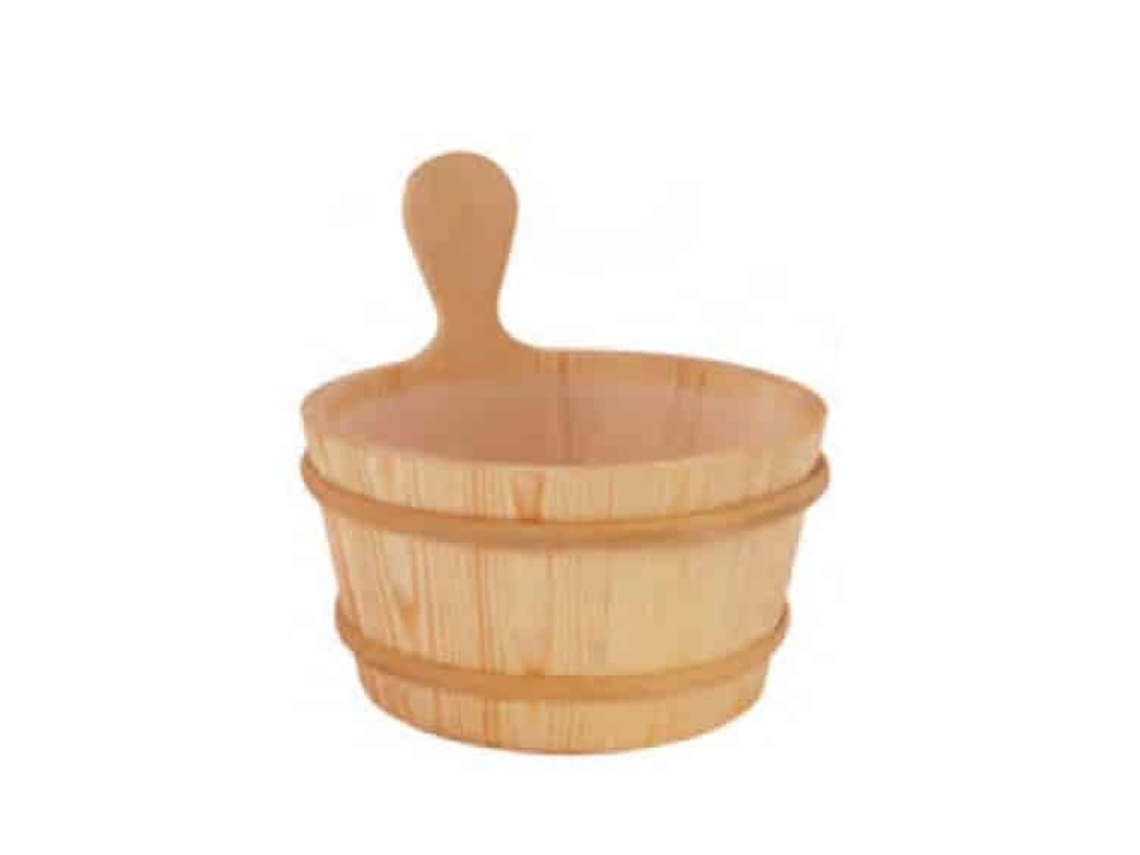 Cubo de madera Sentiotec de 4 l para sauna: resistencia extrema a la humedad, la temperatura, el vapor y el bienestar.