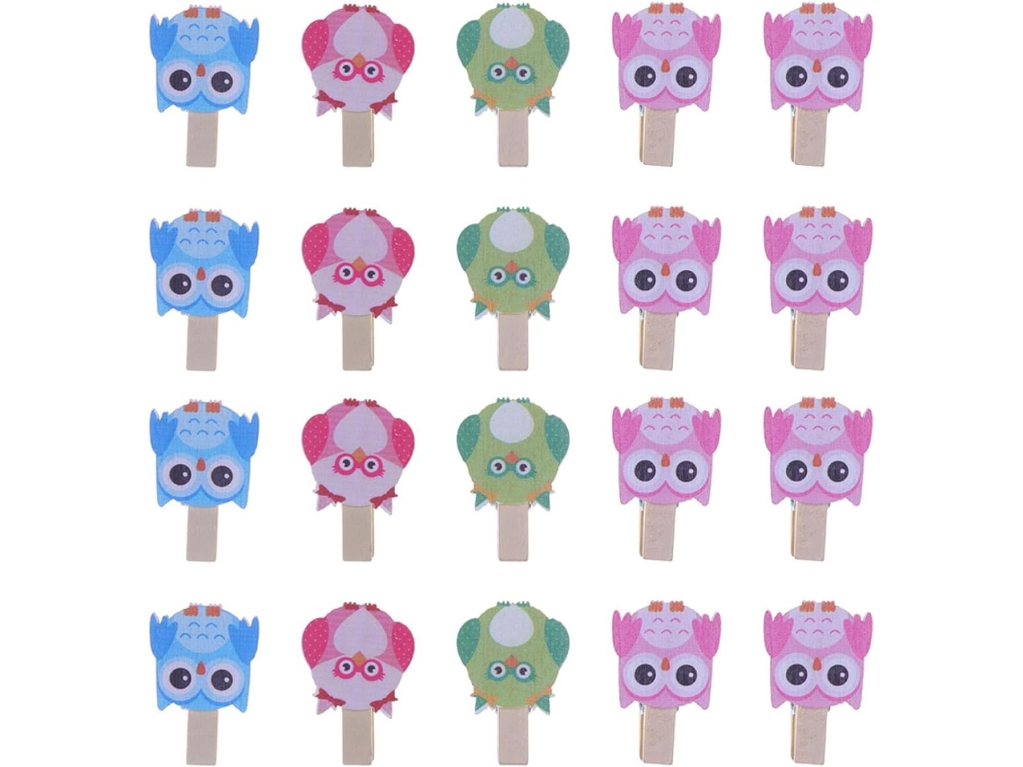 Clips Madera Forma Fotos 40 Piezas Collage Acabado Accesorios Escritorio Kawaii Manualidades Fiestas Búho Fino