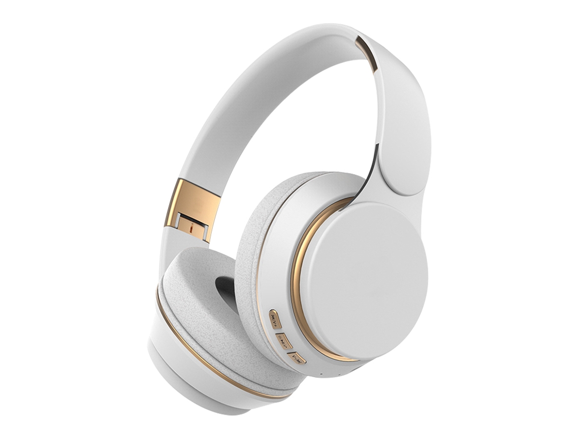 Auriculares Bluetooth (blancos), Con Graves Profundos Y Cable De Audio Auxiliar Retráctil De 3,5 Mm.