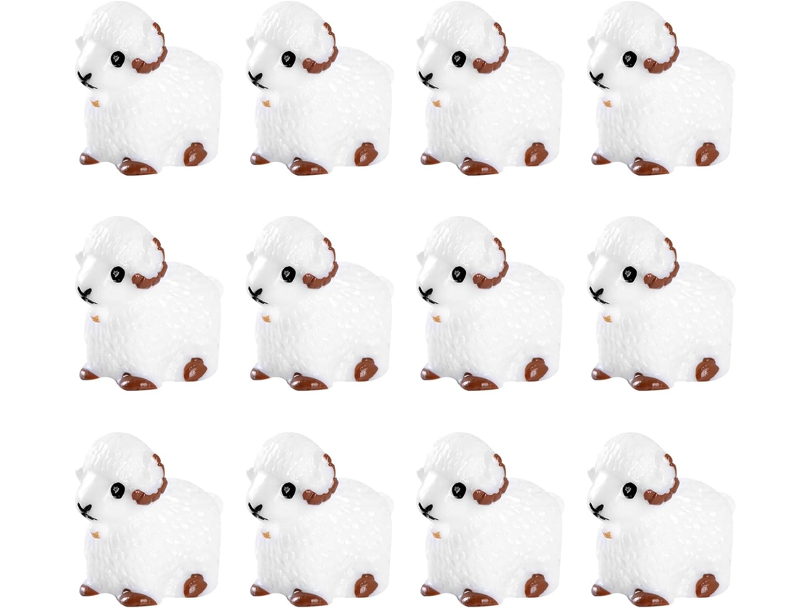 Juego De 20 Mini Figuras De Ovejas De Resina, Decoraciones De Micro Paisajes Para