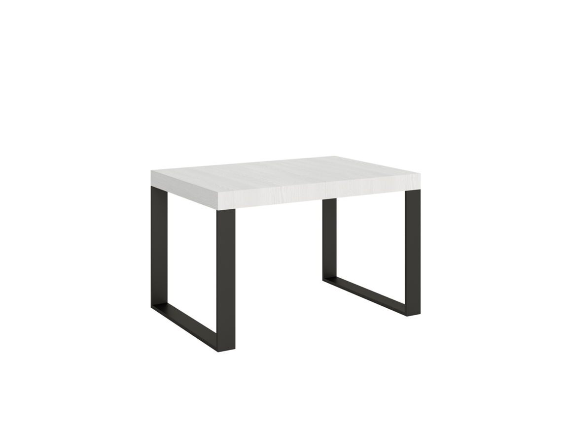 Mesa extensible 90x120/224 cm Tecno Fresno Blanco estructura Antracita