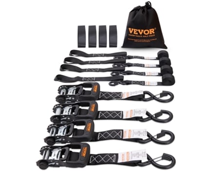 VEVOR Correas de Trinquete con Gancho Plano Resistente, 4 Piezas, 0,04 x 2,4 m