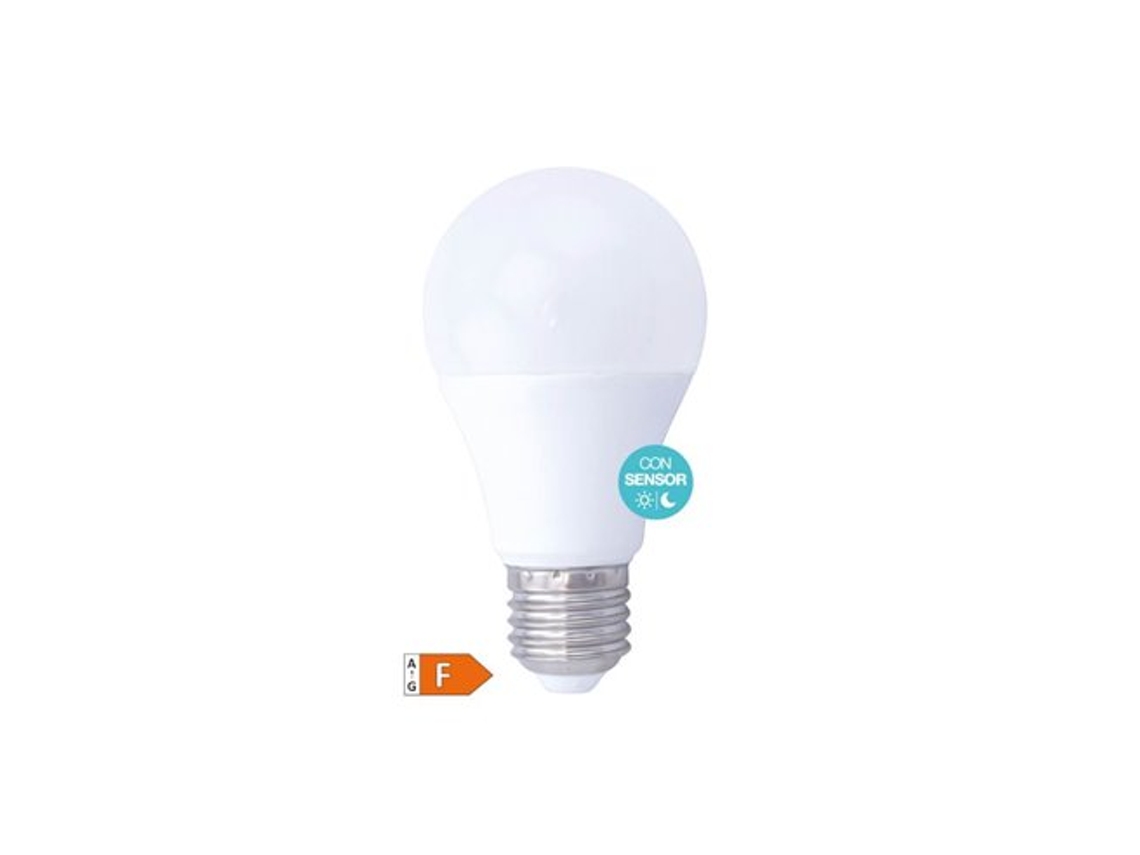Bombilla LED estándar con sensor crepuscular, 9 W, E27, 6000 K, GSC