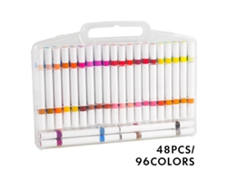 Juego de rotuladores Yuysan de doble punta y dos colores para pintar, ideal para estudiantes, grafiti y acuarela, 48 unidades, 96 colores