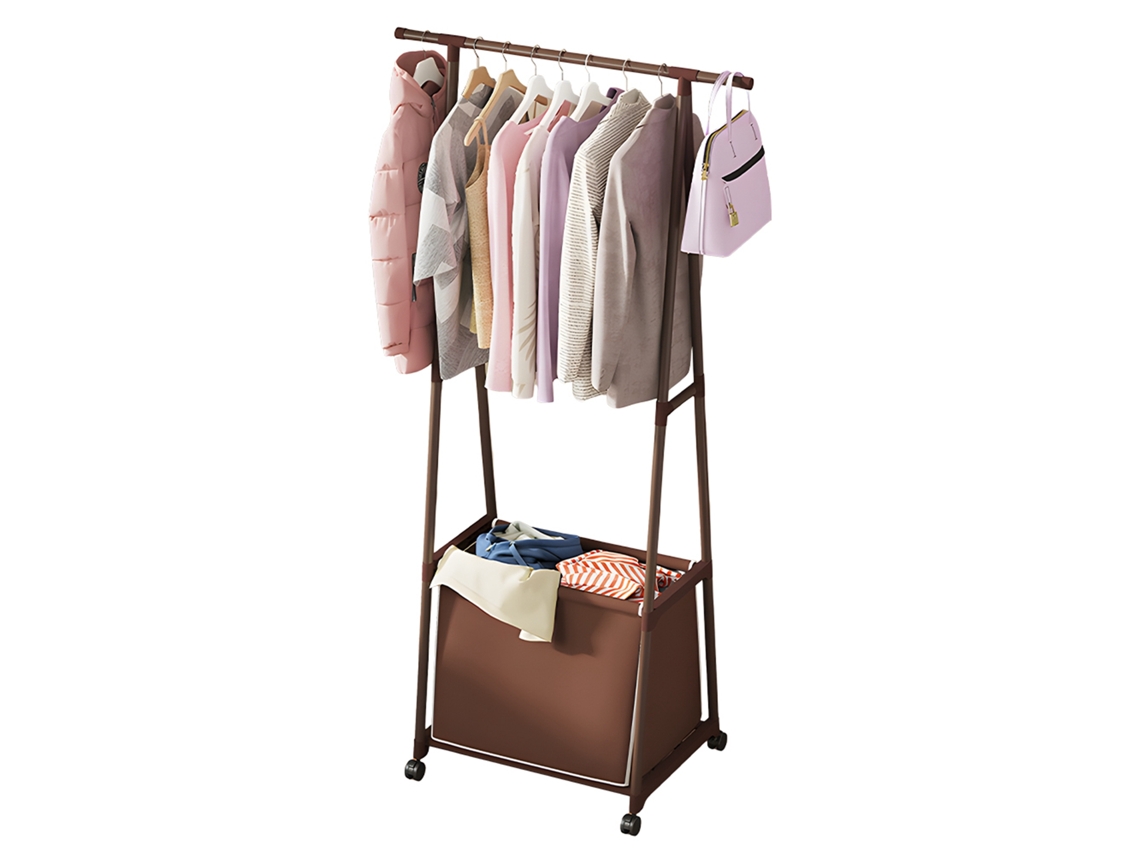 Perchero Con Bolsa De Almacenamiento Grande, Organizador De Ropa Extraíble, Soporte Con Ruedas, 2 En 1, Estante Para Ropa Triangular Independiente, C