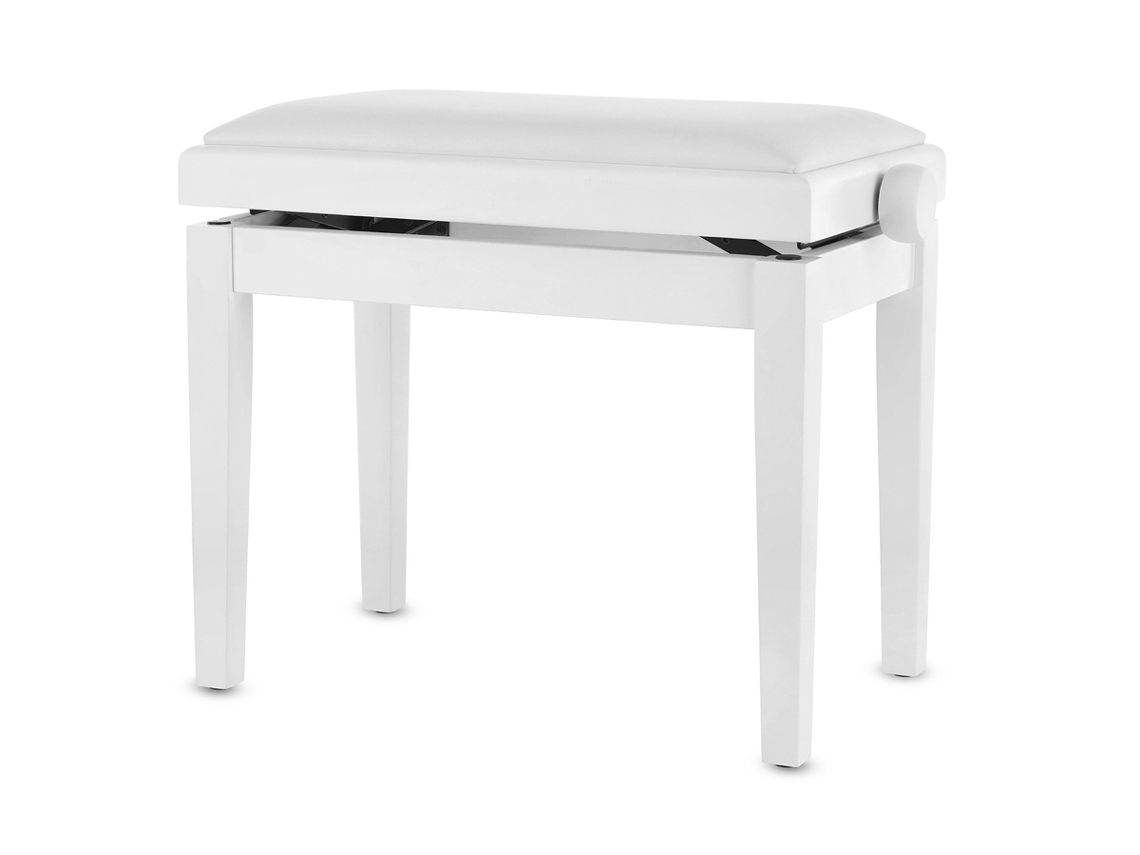Banco para piano GEWA Deluxe, vinilo blanco mate.