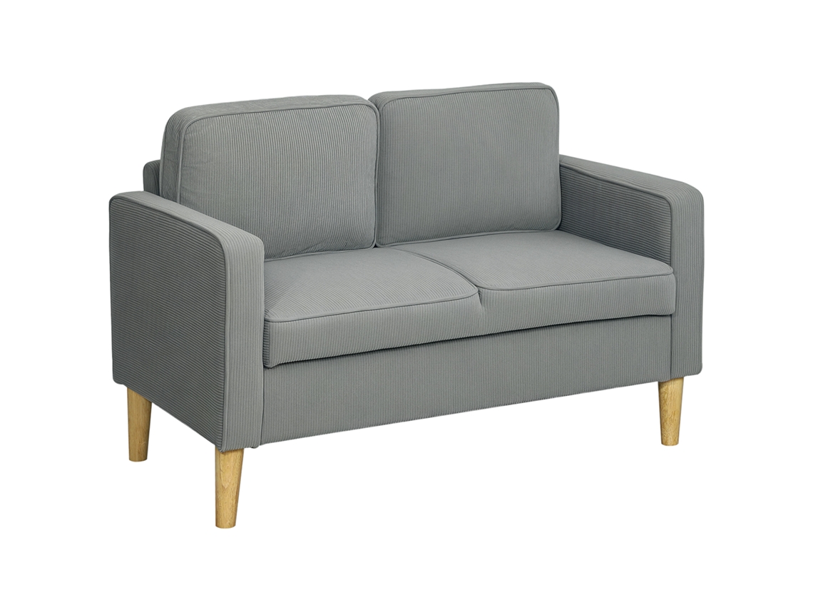 Sofá Pequeño De 2 Plazas Con Espacio De Almacenamiento, Pana, Gris Claro, 117x63x79cm