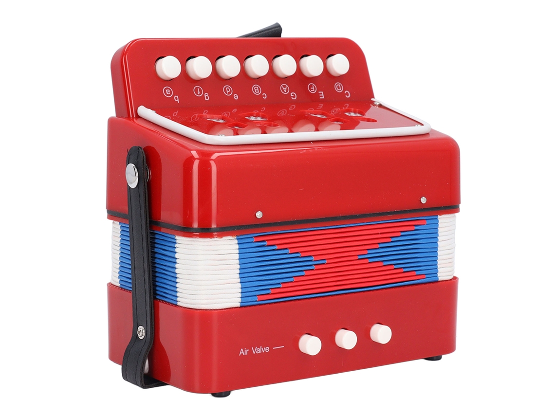 2026-acordeón Para Niños 7 Teclas Juguete Musical De Botones Desarrollo Infantil Rojo