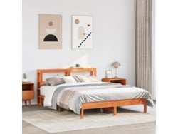 Cama Sin Colchón Madera Maciza De Pino Marrón Cera 140x190 Cm
