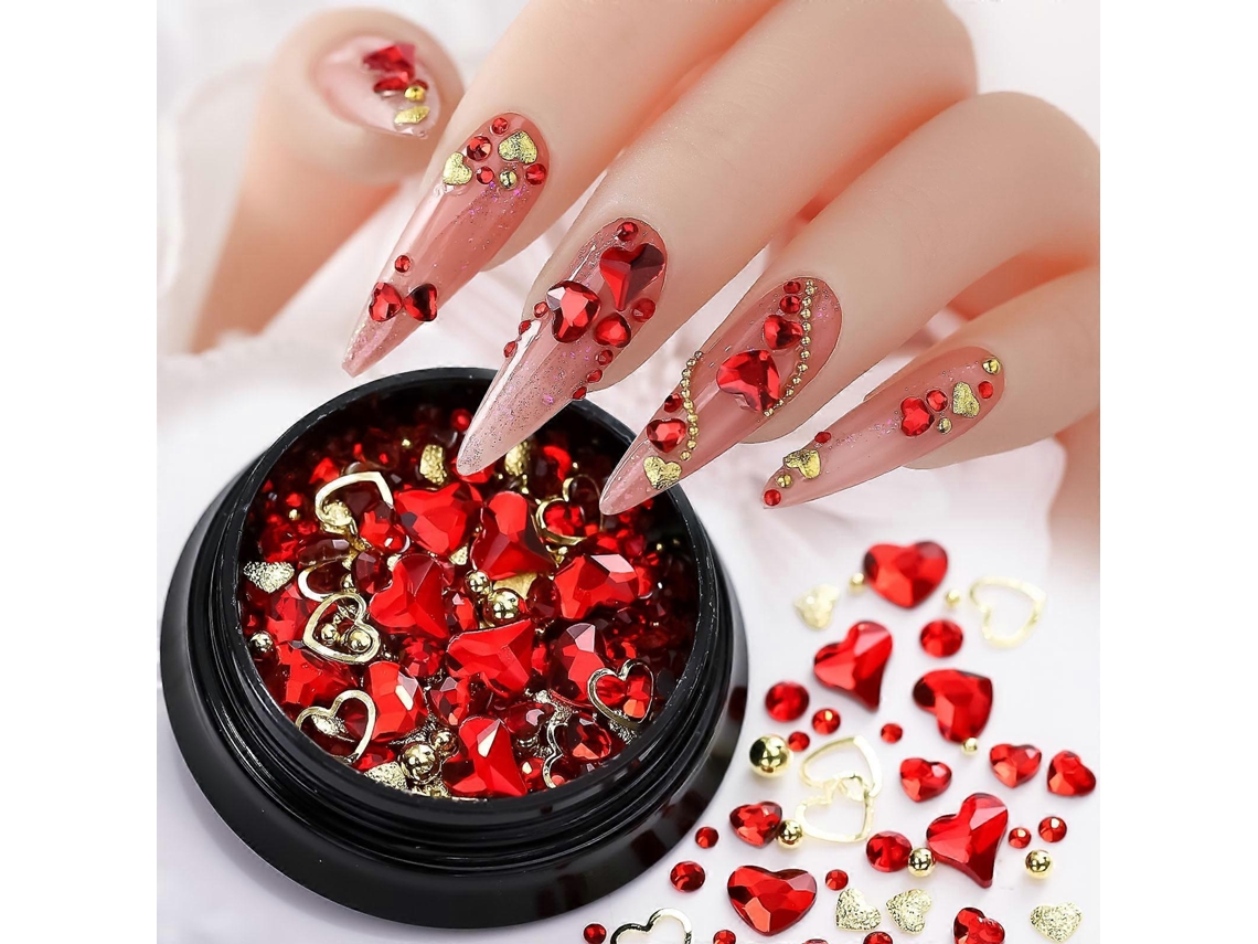 Uñas de lujo en 3D con diamantes de imitación, colgantes, diseños de uñas brillantes, joyería de cristal, joyería colgante para manicura, diamantes Hengrongshen