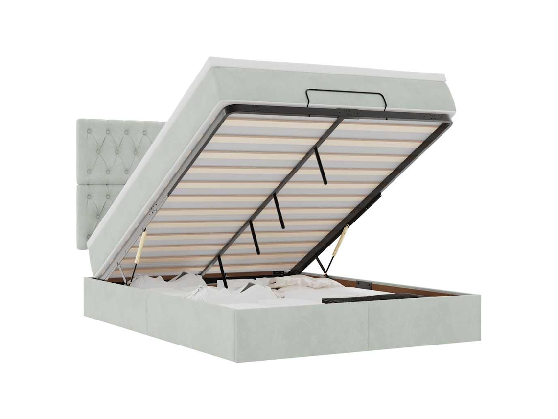 Maison Exclusive - Estructura Cama Otomana Con Colchones Gris Claro 140x200cm