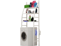 Estantería sobre Inodoro WC Lavadora Ahorra Espacio Almacenamiento Cuarto Baño, Colada, Blanco, 166 x 65 x 25cm COSHANO