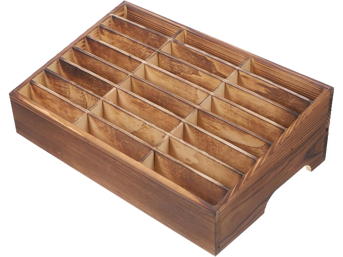 Caja De Almacenamiento De Madera Para Teléfonos Móviles, Organizador De Escritorio Con Múltiples Compartimentos.