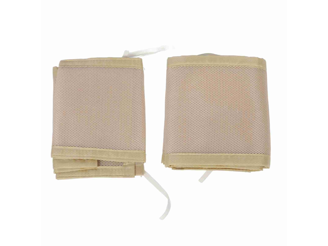 Protector De Cuna Ajustable De Malla Transpirable Para La Seguridad Del Bebé, Tamaño Matrimonial, Color Beige.
