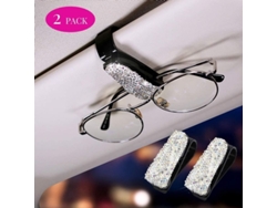 Soporte Para Gafas De Coche Para Ventanilla, 2 Niveles Con Clip Para Tarjeta, Blanco, 2 Unidades