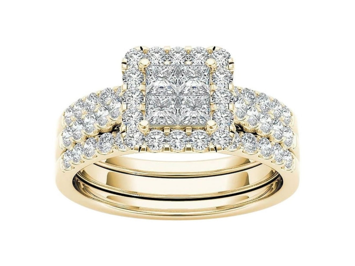 MEOIRUERY Anillo nupcial brillante y desmontable con incrustaciones de circonitas. Excelente servicio al cliente. Elegante joya de compromiso para boda. Anillo 