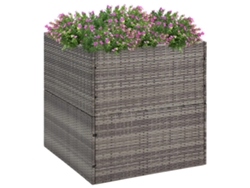 Maceta/Jardinera de Jardín 80X80X80 Cm Mimbre Piel Gris