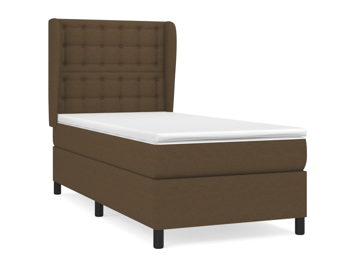 Maison Exclusive - Cama Box Spring Con Colchón Tela Marrón Oscuro 100x200 Cm
