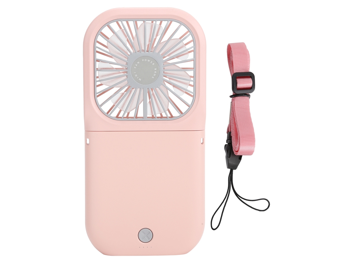 Ventilador de cuello USB portátil, 3 velocidades, rosa