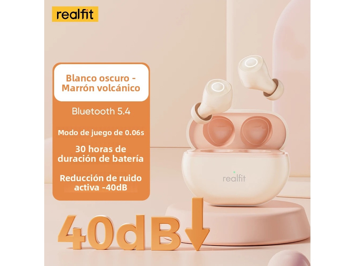 Auriculares Bluetooth (beige), Cancelación Activa De Ruido, Graves Potentes, Diseño Inalámbrico