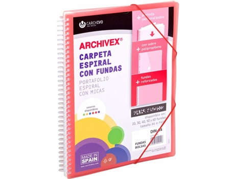 Carpeta de Clasificación CARCHIVO Archivex-Star Rojo A4 Espiral