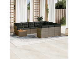 Conjunto de sofás de jardín de 11 piezas DKD Home Decor con cojines de mimbre gris
