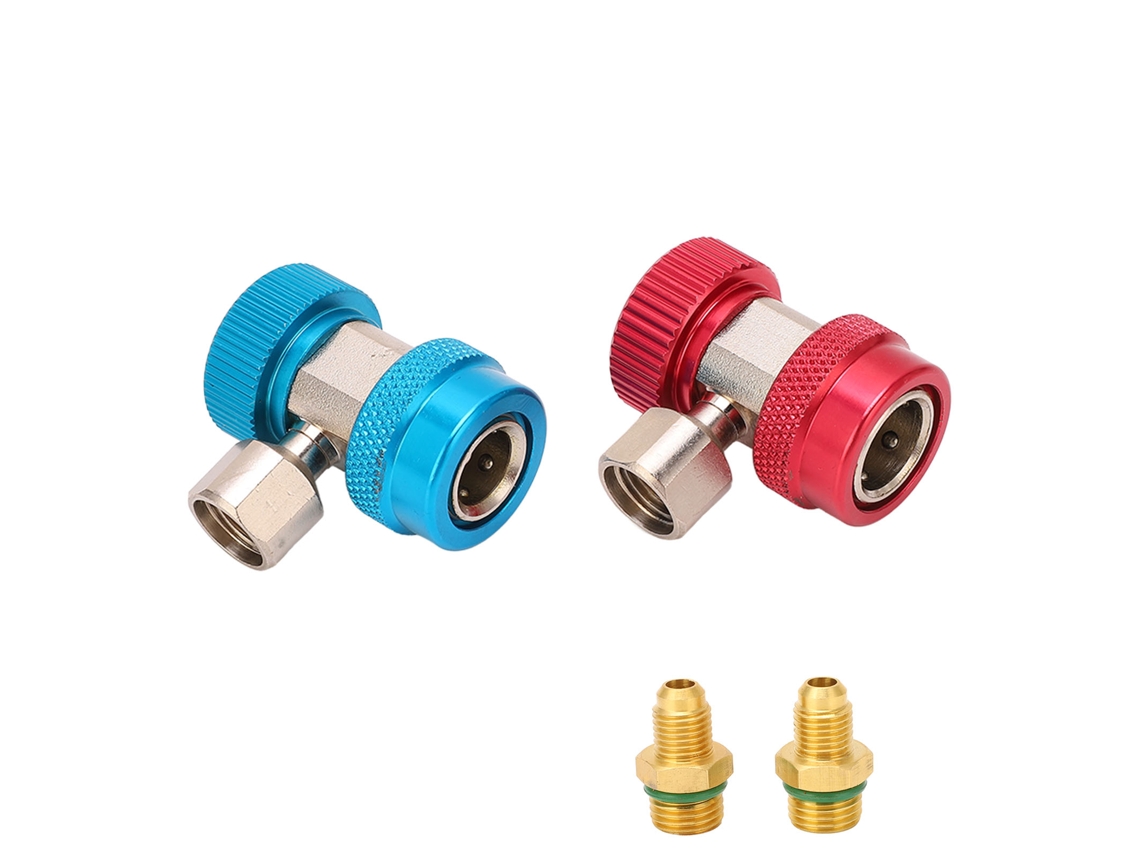 Adaptadores De Acoplamiento Rápido R134a Con Manguera Convertible Para Colector De Aire Acondicionado De 1/4 Pulg.