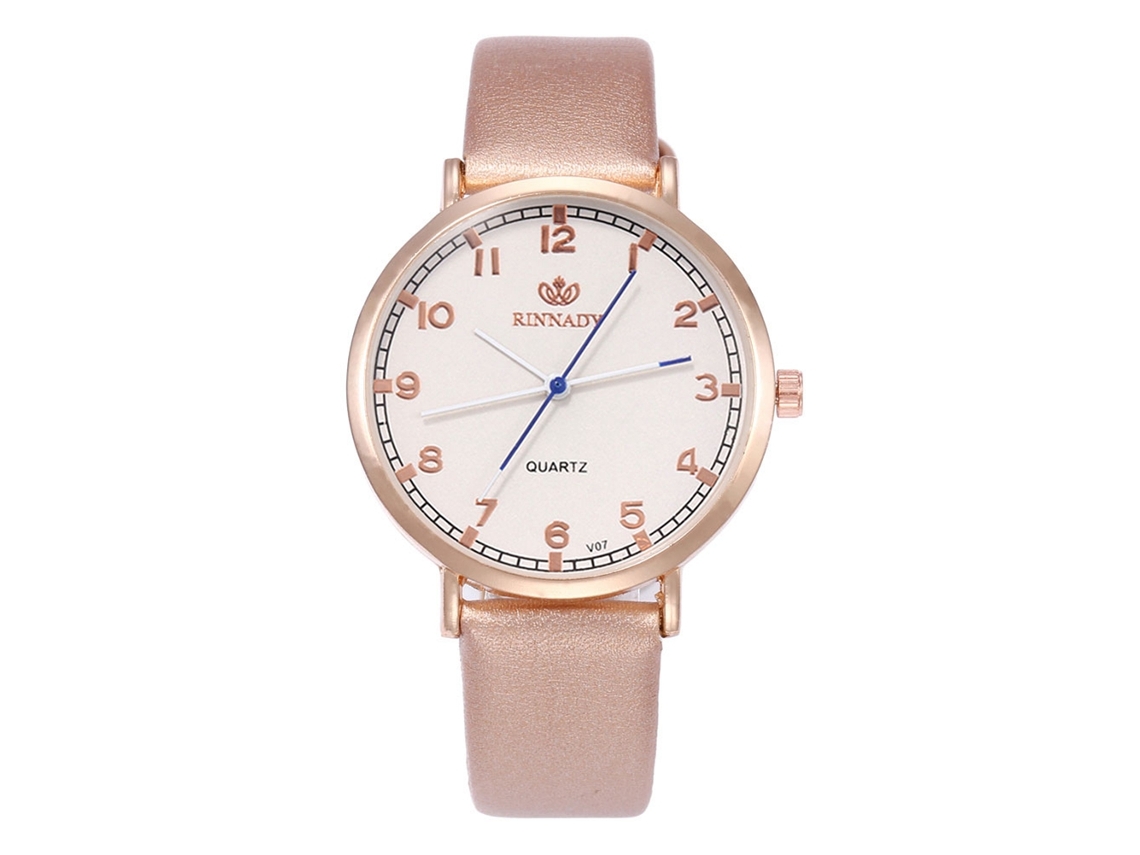 Reloj De Cuarzo Con Correa De Cuero Pu De Moda Para Parejas, Dial Redondo Simple (oro)