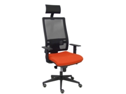 Silla De Oficina Horna Con Mecanismo Sincro Tapizada Con Tela Color Naranja Oscuro Y Malla Color Negro