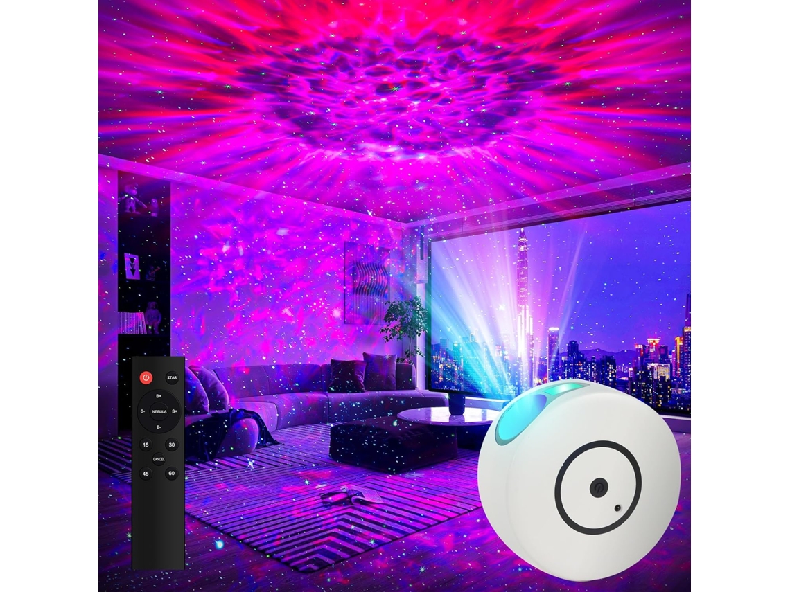 Proyector de estrellas y galaxias para dormitorio, luz nocturna para niños y adultos, dormitorio, cine en casa Bisbisous (blanco)