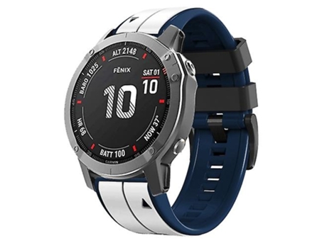 Correa Para Garmin Tactix 7 22mm Correa De Reloj Deportivo De Silicona Bicolor Blanco-Azul Oscuro VENISYMLIS