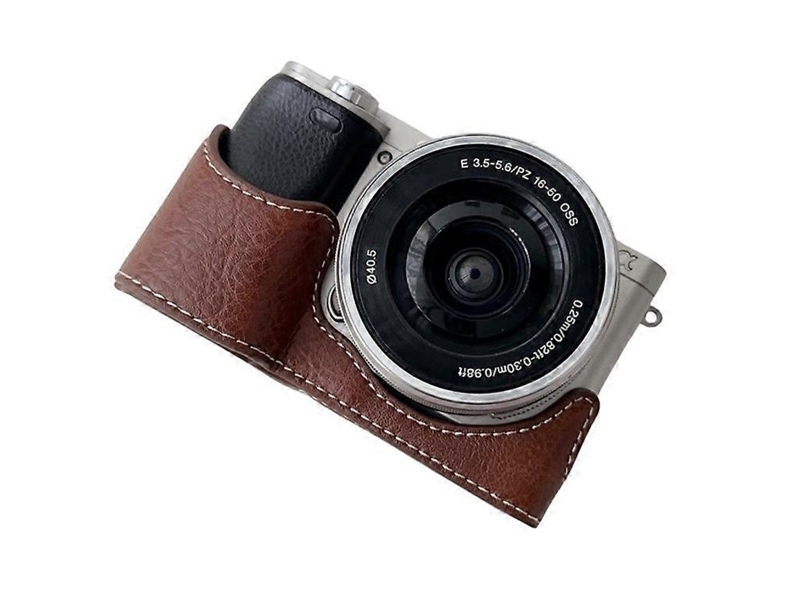 Funda de piel sintética compatible con Sony A6400/A6300/A6100/A6000, con tapa inferior y orificio para tornillos, funda de media carcasa Facpoet