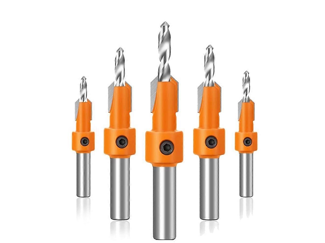 5 Piezas Brocas De Avellanado Hss Con Llave Para Madera, Plástico Y Metal Suave, Ajustable, 2.8-4mm, Herramienta De Carpintería