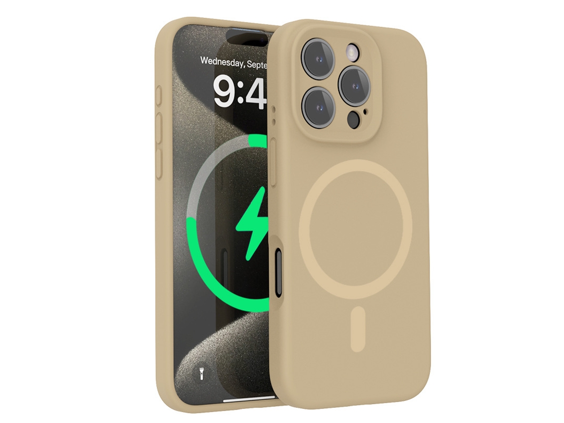 (color Café, Iphone 16 Pro) Funda Para Iphone, Silicona Líquida, Protección De Lente, Fuerte Fijación Magnética.