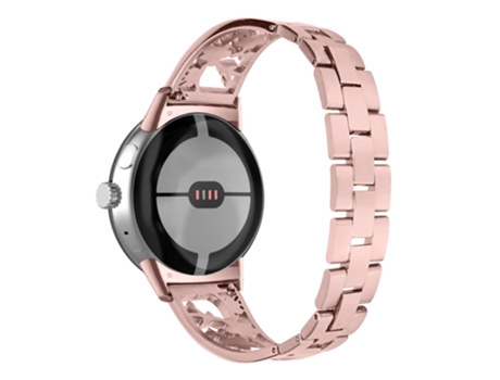 Correa de acero inoxidable decoración de strass ciruela desmontable para Google Pixel Watch - rosa