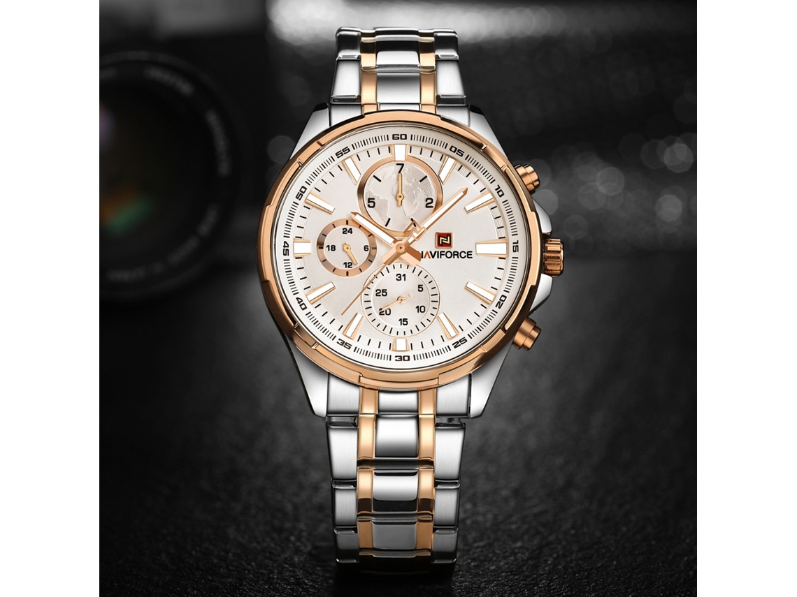 Reloj De Cuarzo Para Hombre Con Brazalete De Acero, Resistente Al Agua Hasta 30 M (dorado).