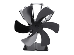 Ventilador De Sobremesa Con 6 Aspas Termocalentadas Para Chimeneas De Leña Y Pellets, Fabricado En Aleación De Aluminio Negro.