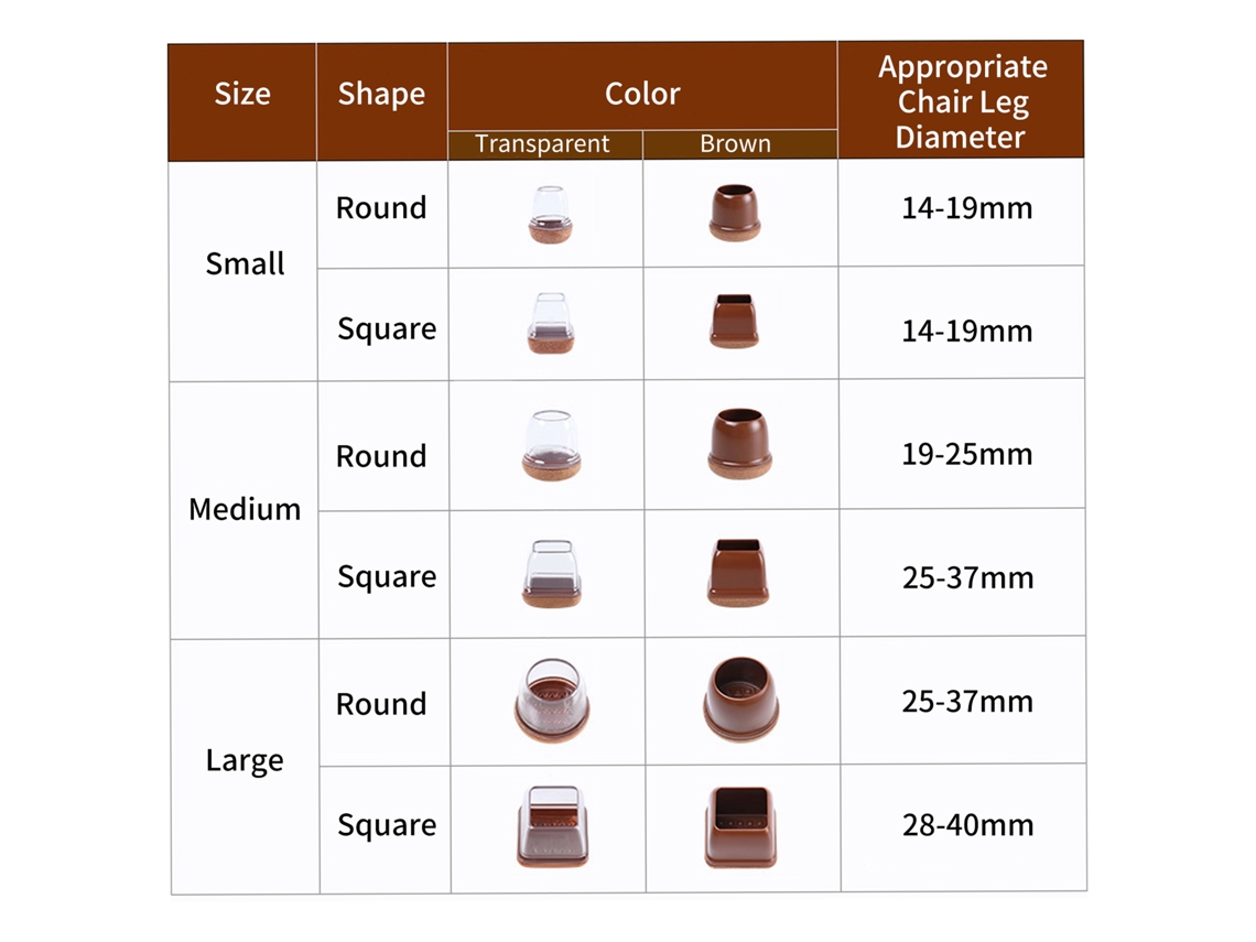 8 Protectores De Patas De Silla Con Fieltro Para Muebles De Suelo, Antirruido, Antiarañazos, Tpe