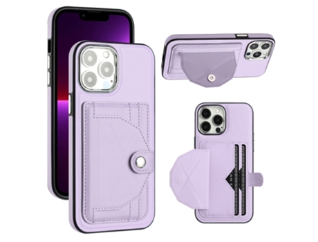 Funda Mobile Phone Cases Shockproof With Card para iPhone 13 Pro Max Piel Marrón