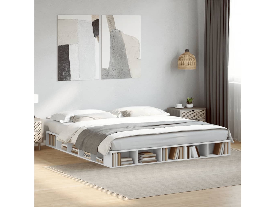 Estructura De Cama Madera De Ingeniería Blanca 200x200 Cm