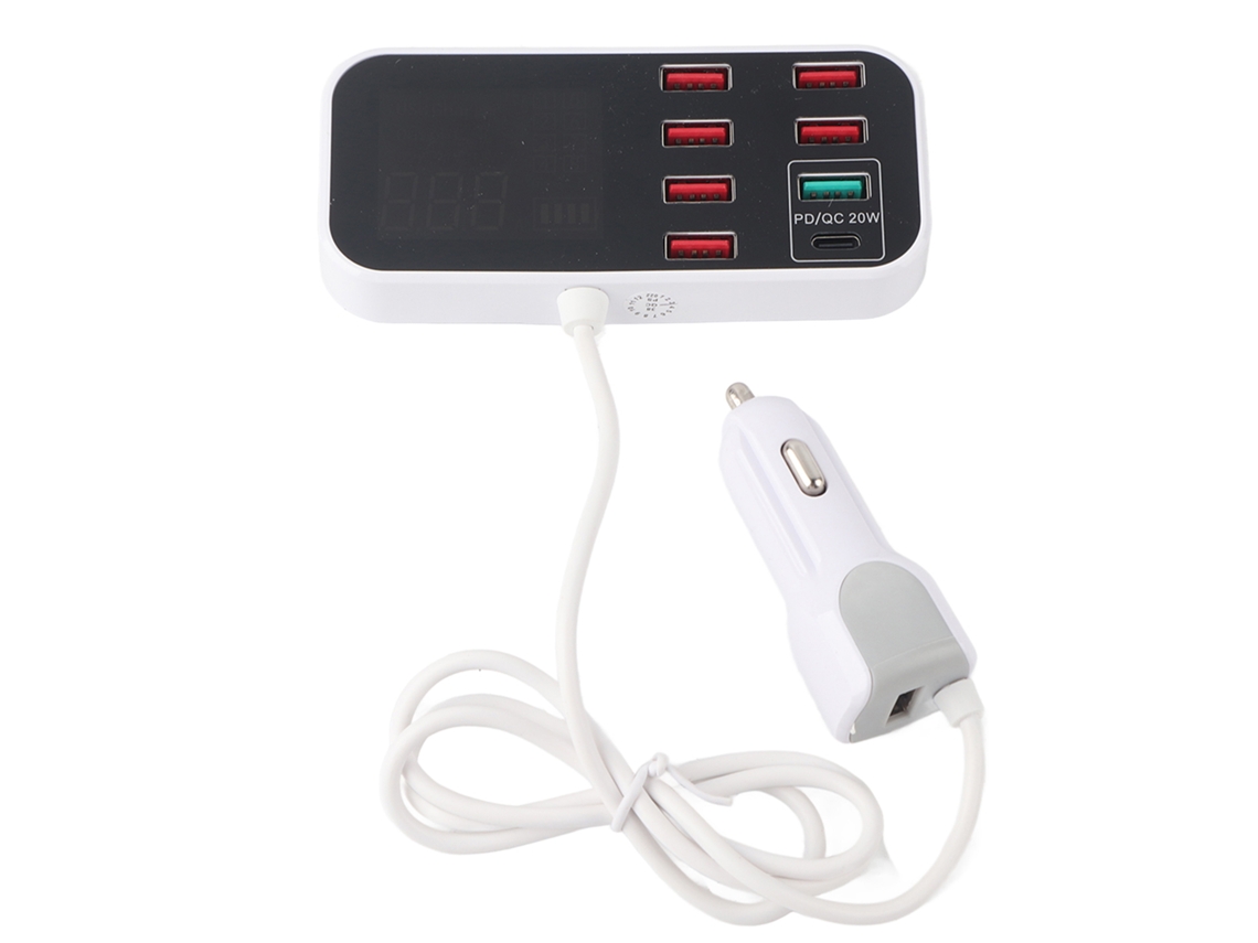 Cargador De 8 Puertos Usb Rápido Con Estación De Carga Y Pantalla Digital Para Ios/android