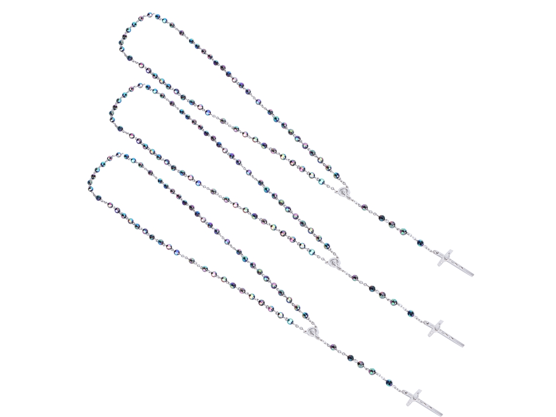 3 Collares Con Crucifijos Religiosos Hechos A Mano, Regalo De Cumpleaños Para Hombres Y Mujeres (negro Ab Colorido)