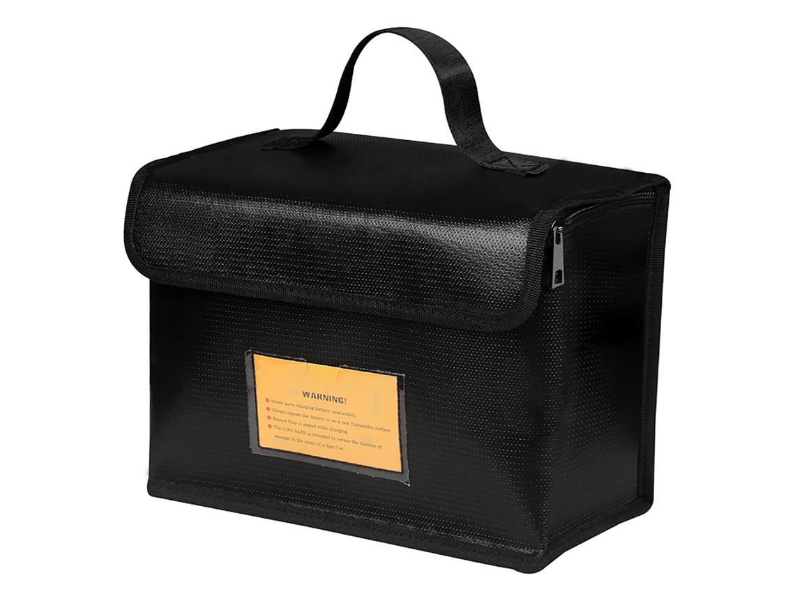 Bolsa Protectora Ignífuga Para Baterías Lipo Con Puerto De Carga Para Almacenamiento Y Transporte, 25,5 X 18 X 12 Cm.