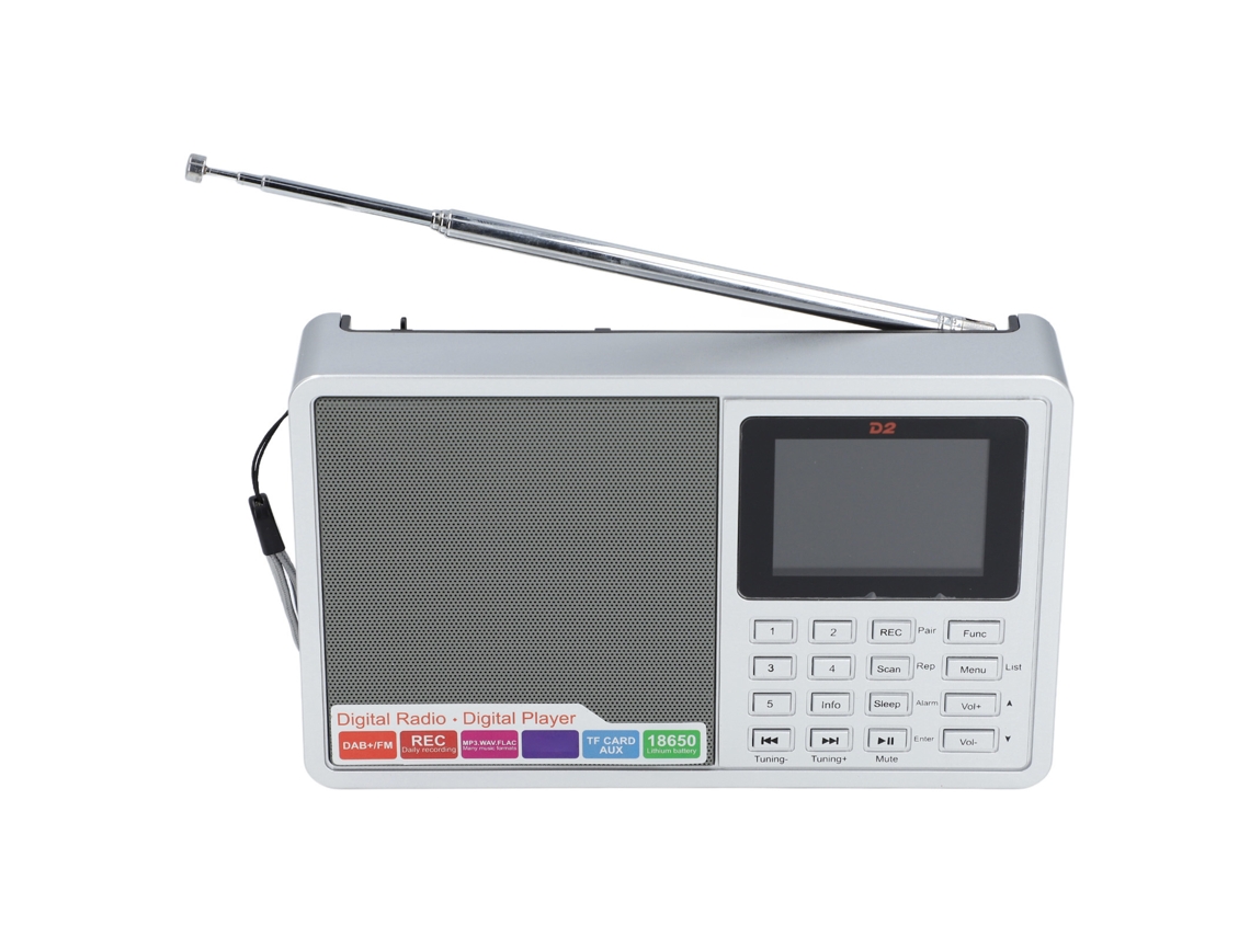 Radio Fm Dab Con Pantalla Lcd De 2,4 Pulgadas, Sintonizador Digital, Reloj Preestablecido, Grabadora, Entrada Aux, Tarjeta De Almacenamiento Micro Us