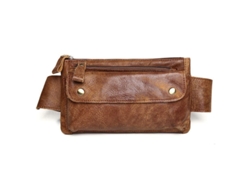 Bolsa De Cintura De Cuero Auténtico Linjou Mochila Vintage Bum Bag Para Hombres Y Mujeres (marrón)