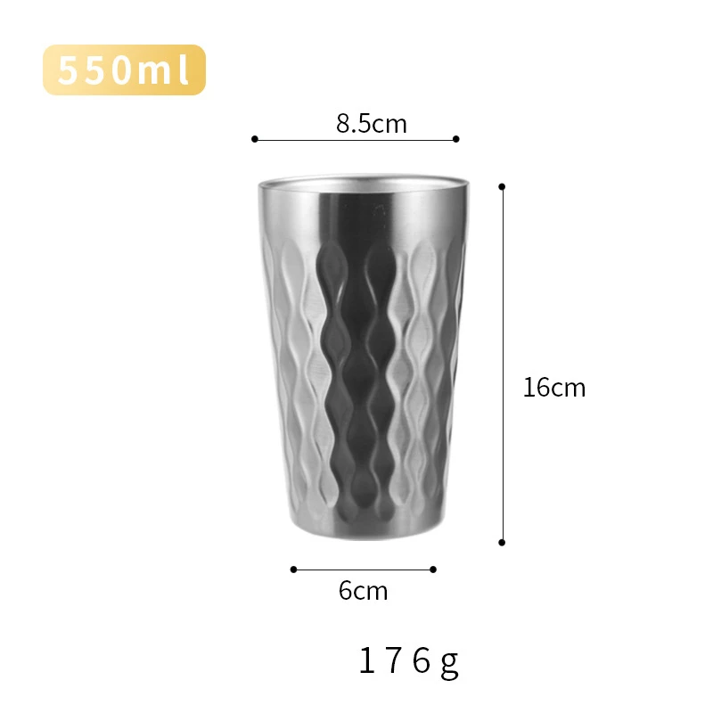 (acabado Mate, 550 Ml) Taza De Café Con Doble Pared Aislante, Acero Inoxidable 304, Taza De Cerveza