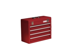 Caja de herramientas, 4 cajones, tapa plegable, color rojo.