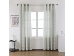 Cortina de tela gruesa con estampado de líneas cruzadas Verde 140 x 260 cm - Individual